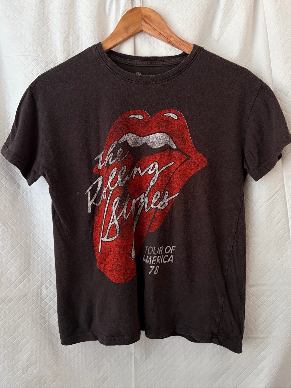the Rolling Stones Black Kids Tee with Red Tongue Graphic